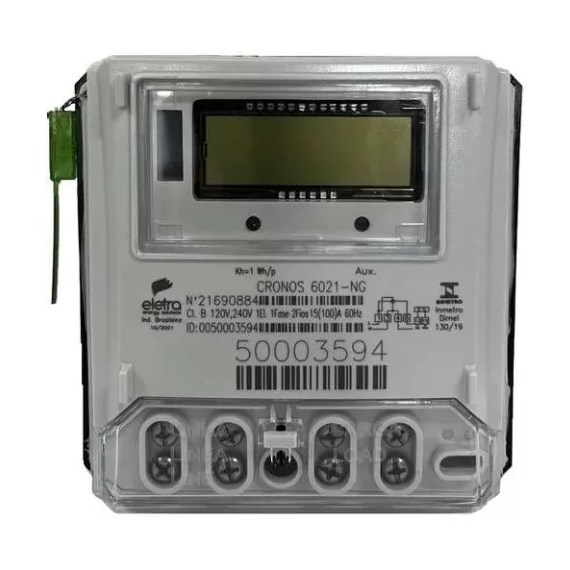 Medidor Eletra Monofásico Cronos 6021L 100A 110/240V 1 Elemento 2 Fios KWH