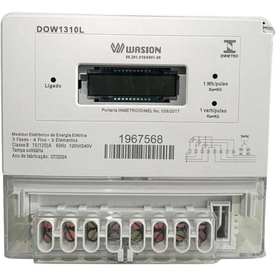 Medidor Wasion Trifásico Dow 1310L 15/120A 120/240V 3 Elementos 4 Fios  KW/KVAR